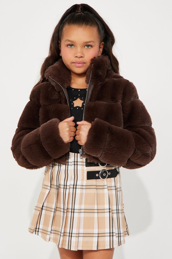 Mini Ella Faux Fur Jacket - Brown