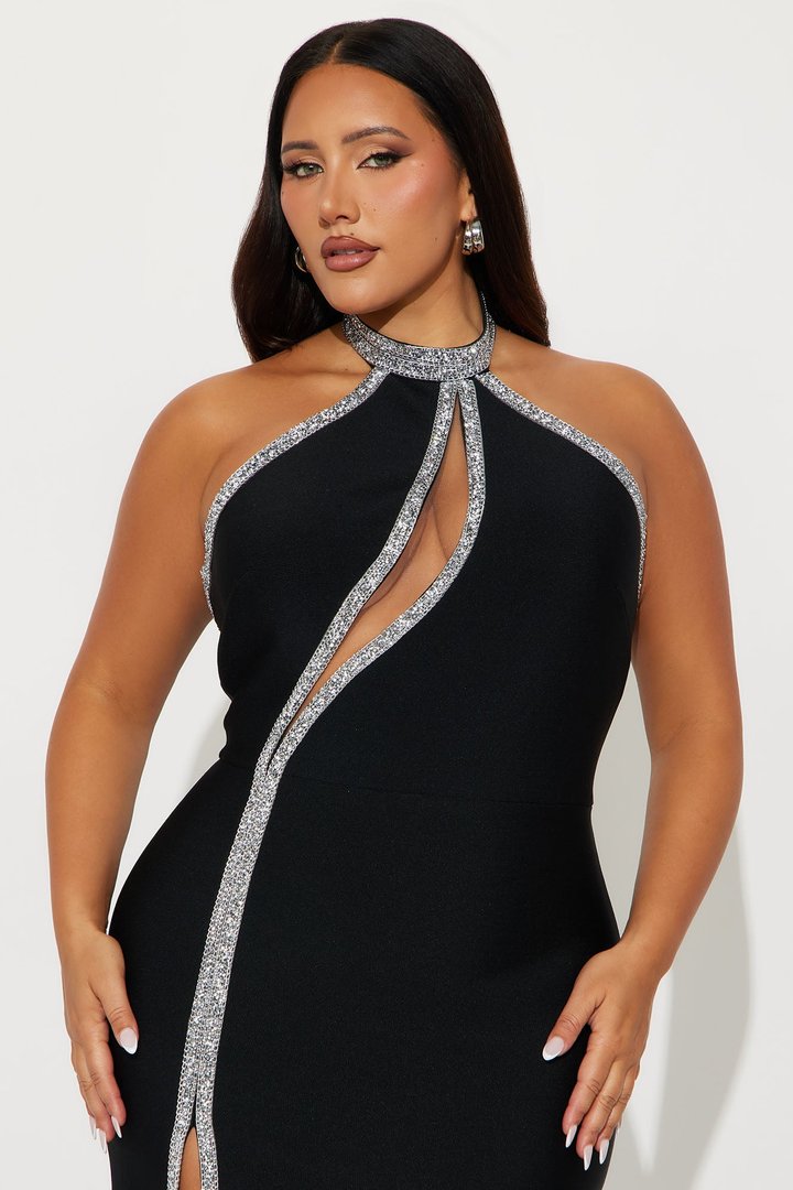 Kari Rhinestone Maxi Dress - Black