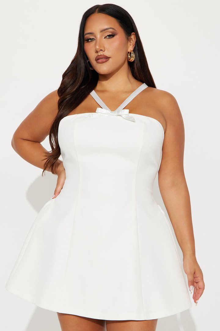 Monroe Bow Mini Dress - White