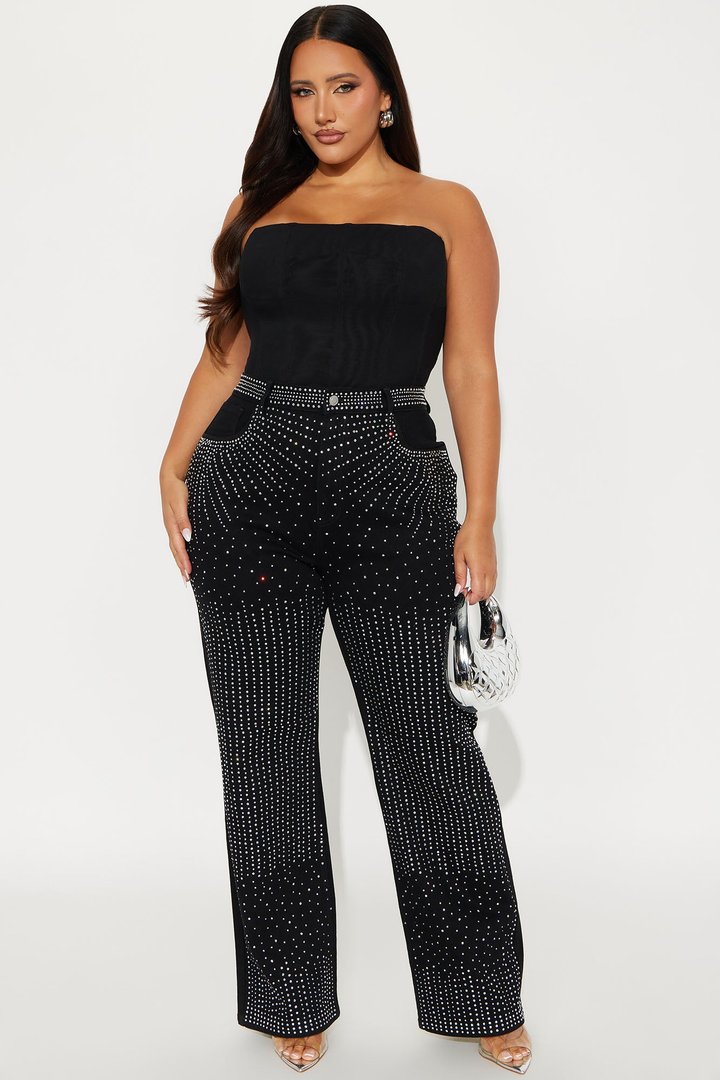 Chasing A Dream Embellished Stretch Straight Leg Jeans - Black