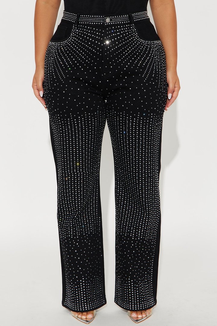 Chasing A Dream Embellished Stretch Straight Leg Jeans - Black
