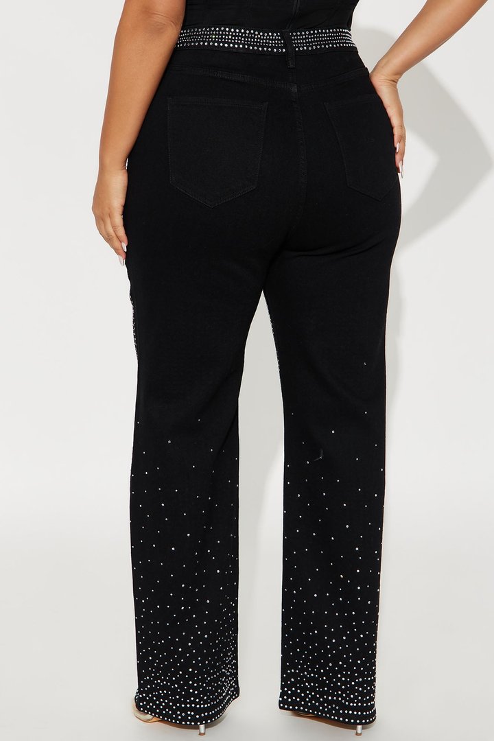 Chasing A Dream Embellished Stretch Straight Leg Jeans - Black