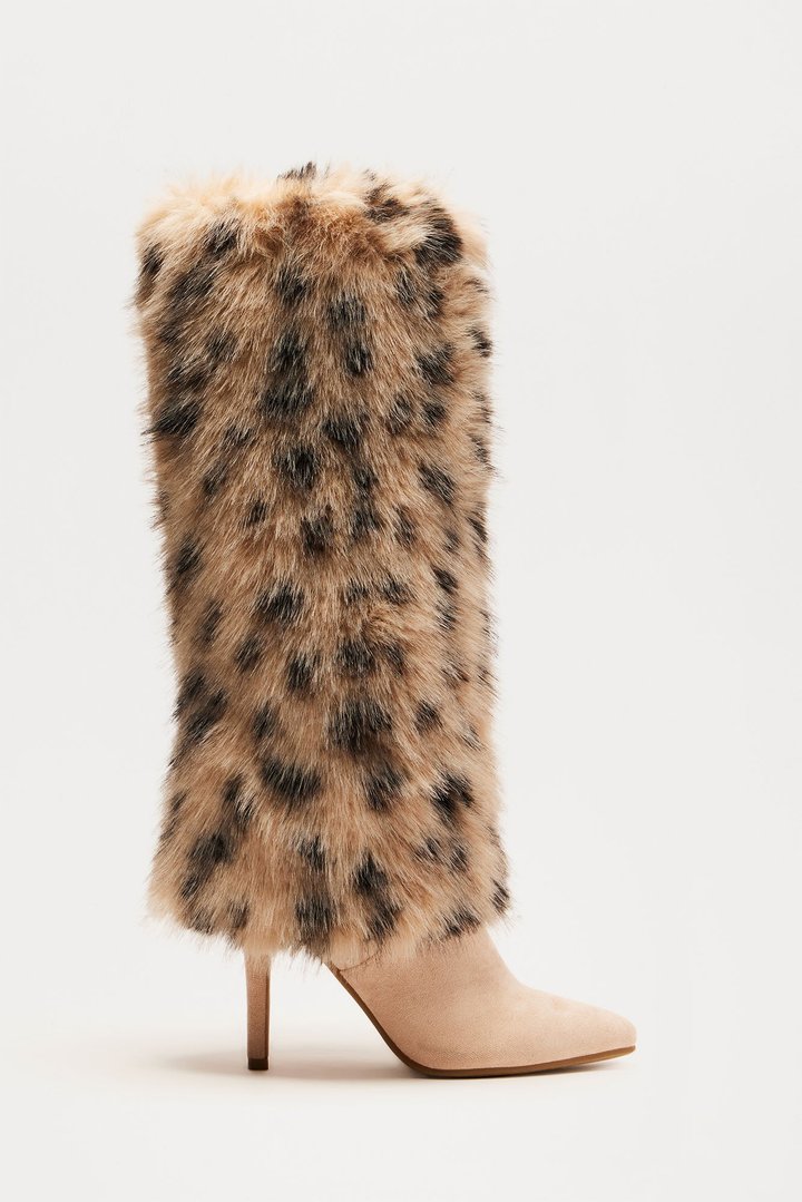 Go All Out Knee High Boots - Leopard
