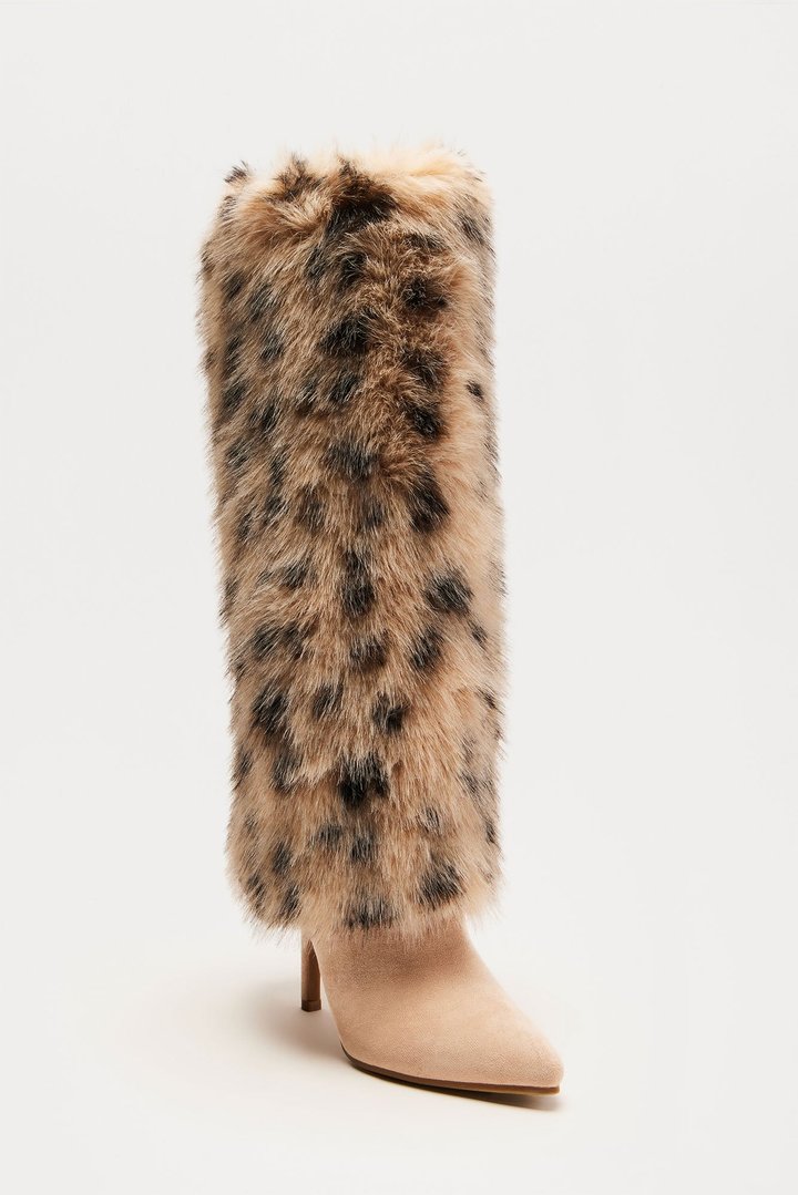 Go All Out Knee High Boots - Leopard