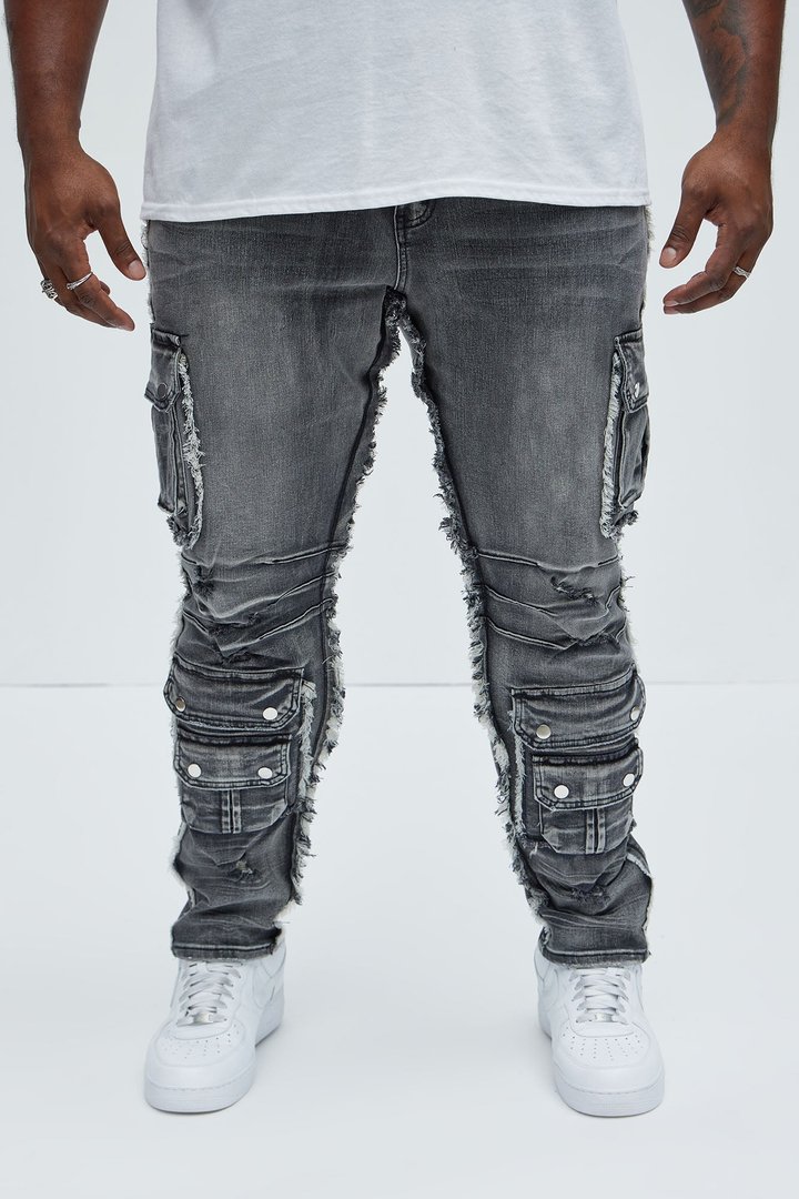 Risky Business Slim Cargo Jeans - Black Wash