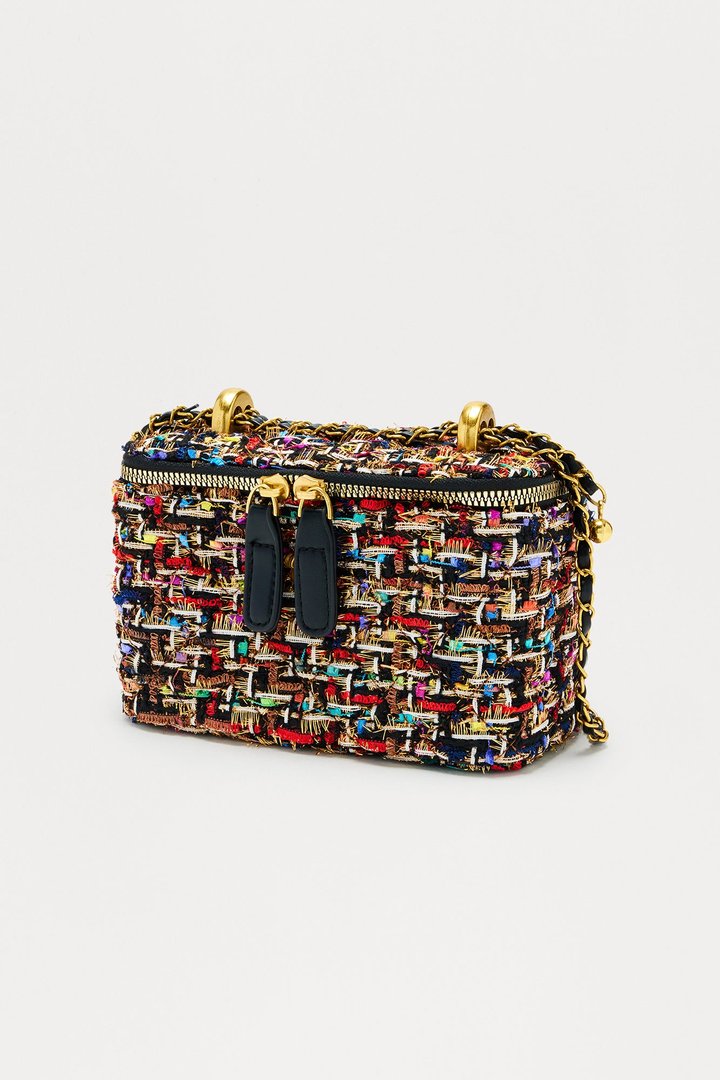 Classic Tweed Crossbody Handbag - Black/combo