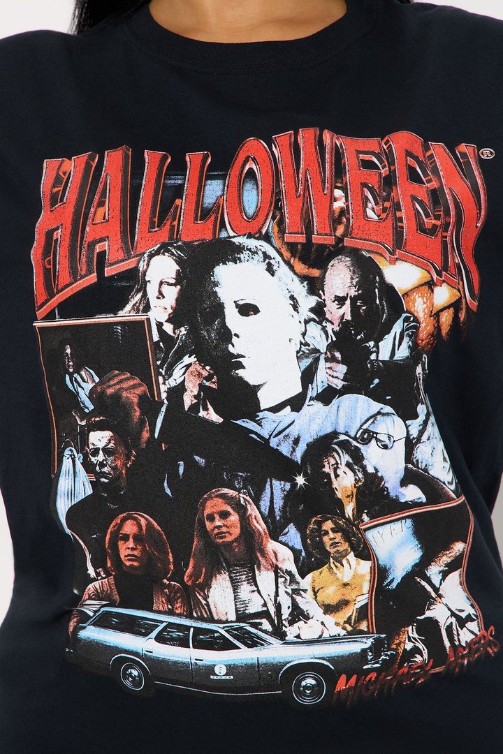 Halloween Retro Long Sleeve Tee - Black