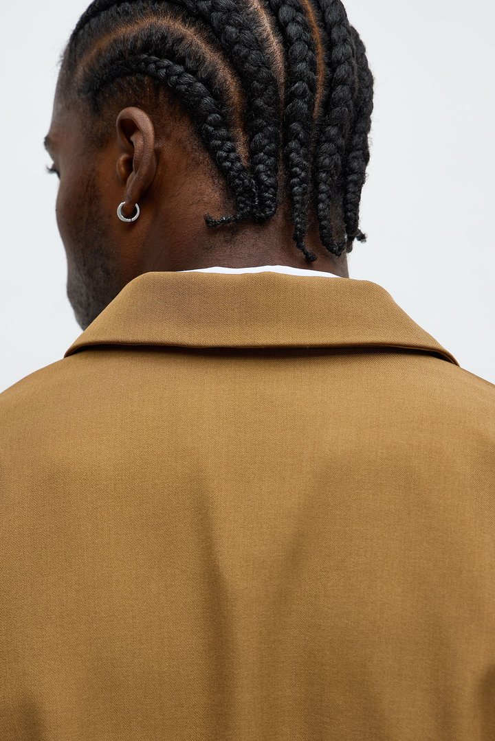 Cropped Strikeout Blazer Bomber Jacket - Brown