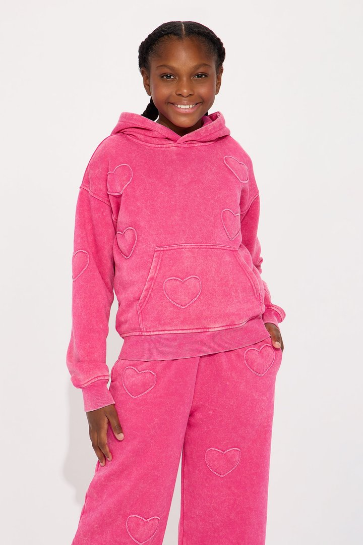 Mini Stole Your Heart Sweatsuit Set - Hot Pink