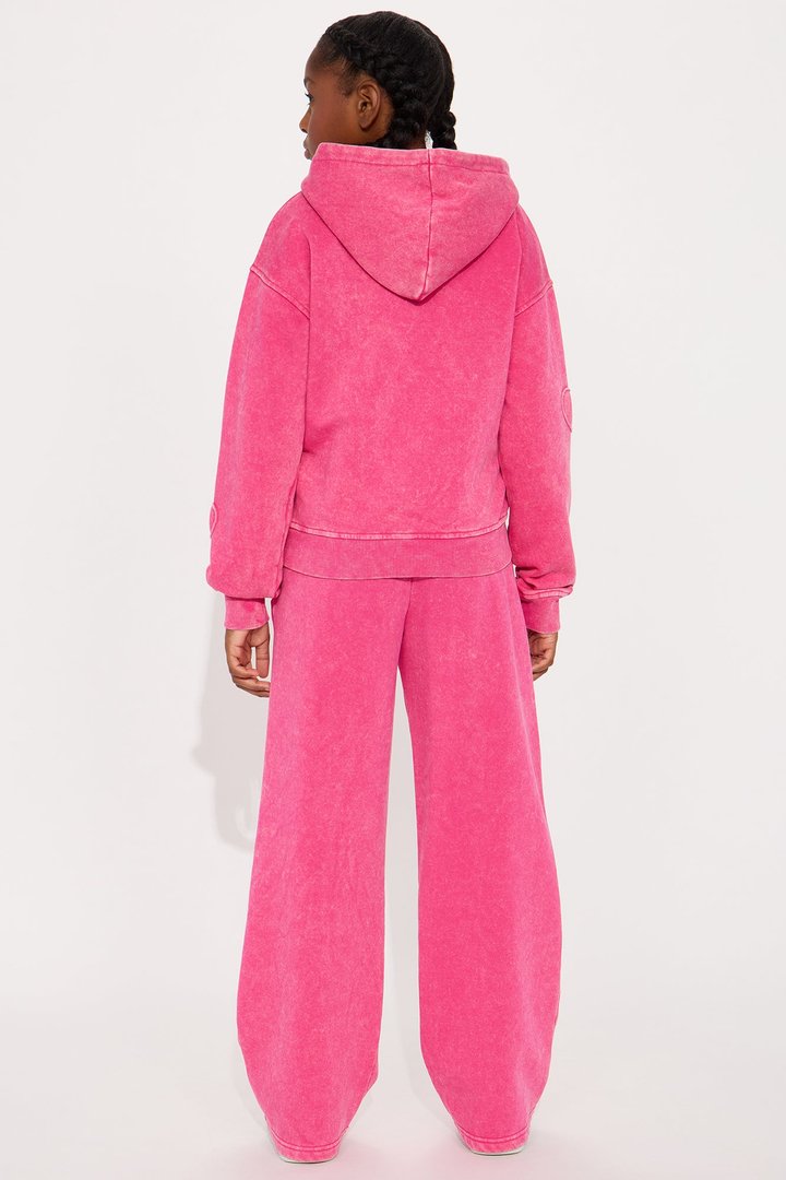 Mini Stole Your Heart Sweatsuit Set - Hot Pink