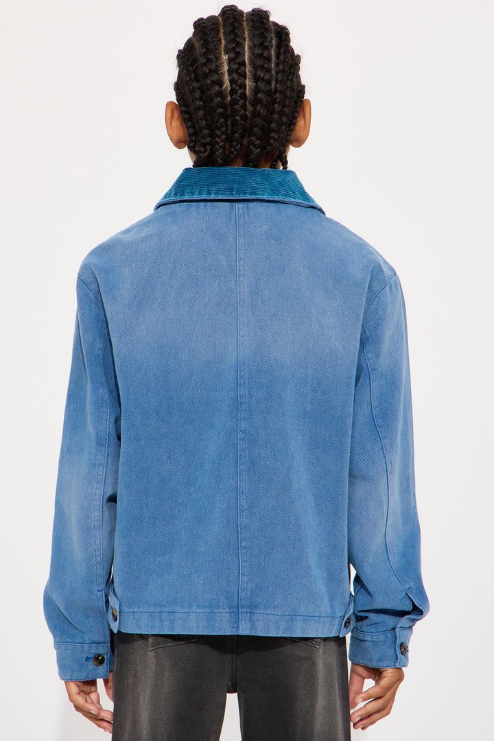 Mini Elevated Collar Work Jacket - Blue