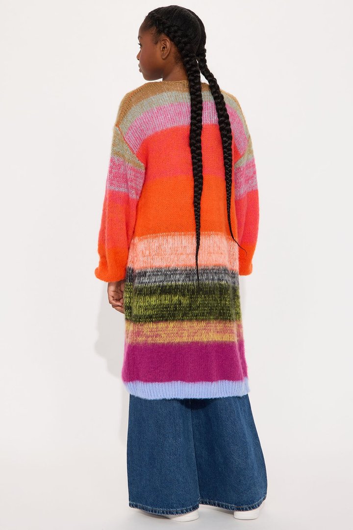 Mini Lennon Color Block Long Cardigan - Multi Color