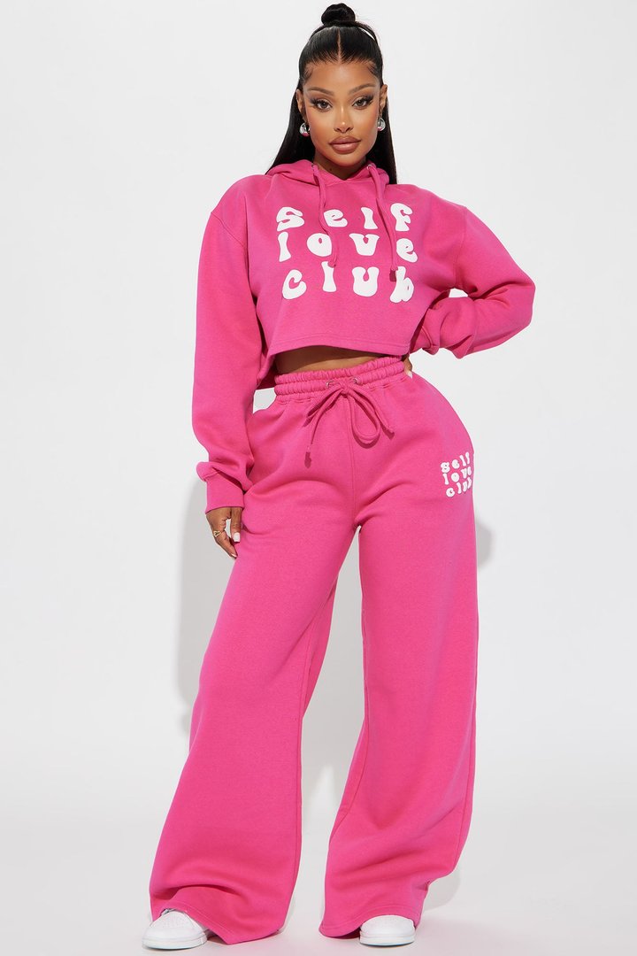 Self Love Club Wide Leg Sweatpants - Pink