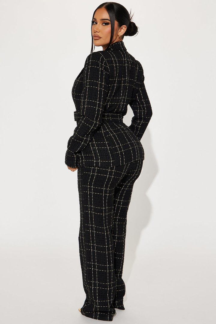 In Control Tweed Pant Set - Black
