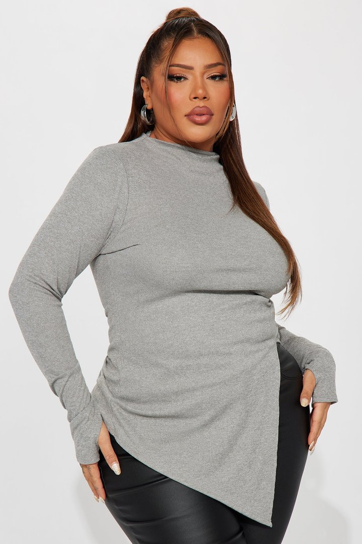Harmony Ribbed Top - Heather Grey