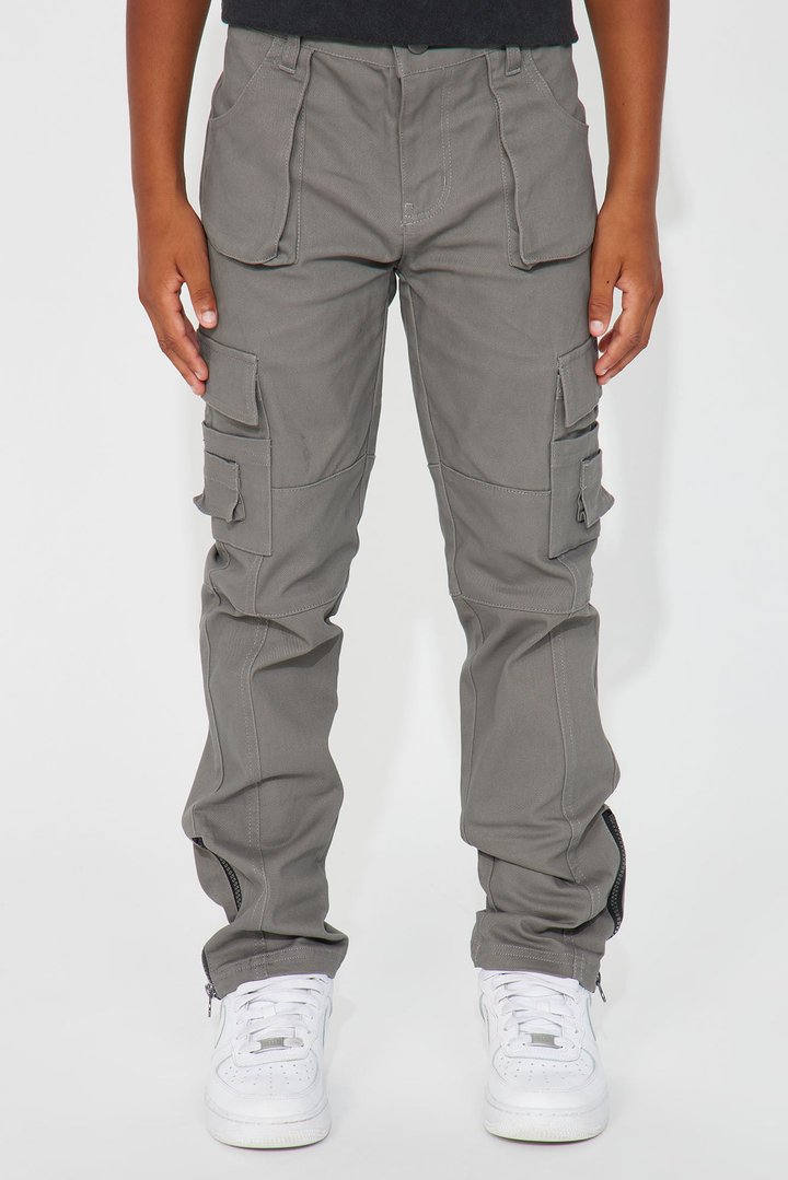 Mini Casually Walk Side Zipper Cargo Pant - Grey