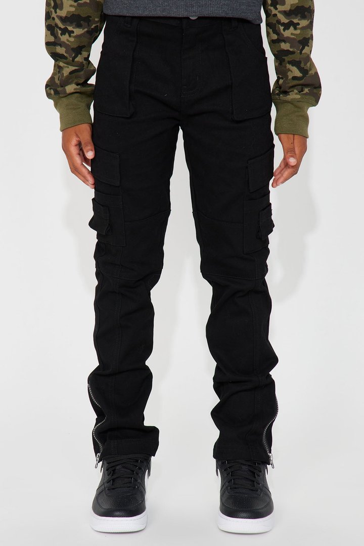 Mini Casually Walk Side Zipper Cargo Pant - Black