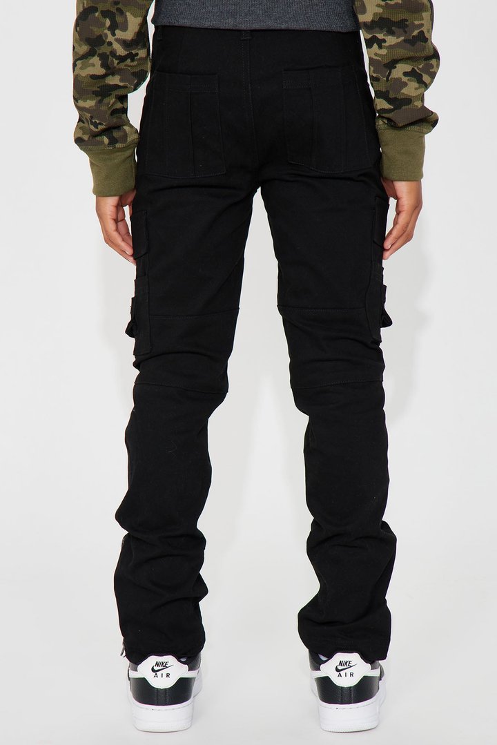 Mini Casually Walk Side Zipper Cargo Pant - Black
