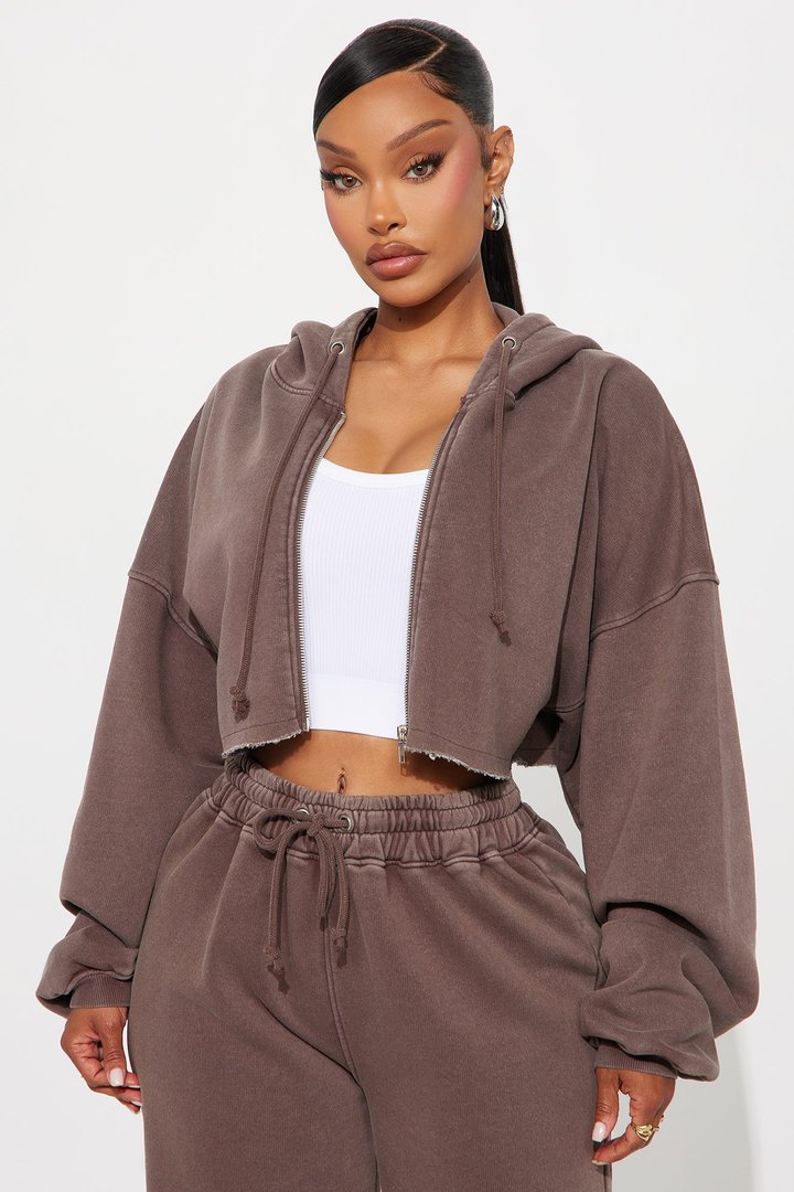 On The Go Fleece Pant Set - Chocolate
