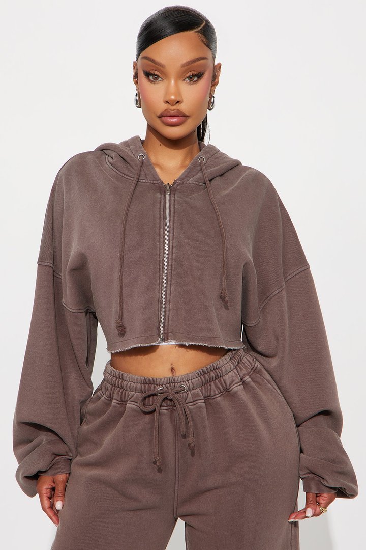 On The Go Fleece Pant Set - Chocolate