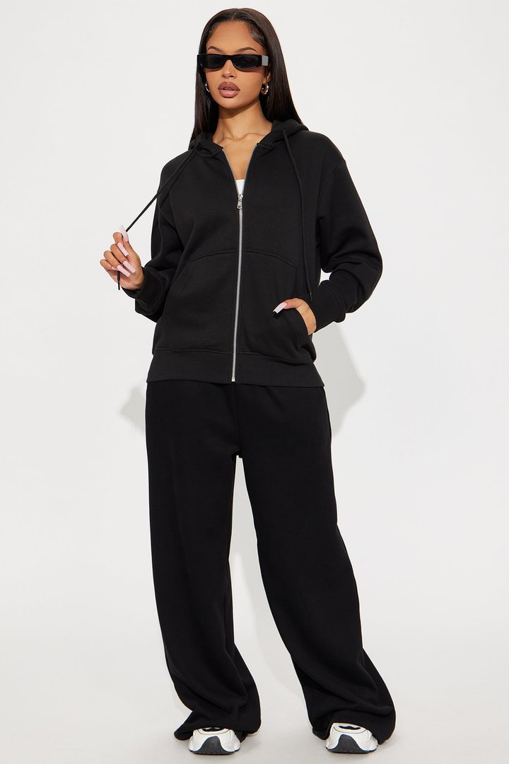 Stole My Ex Boyfriend's Oversized Zip Up Hoodie - Black