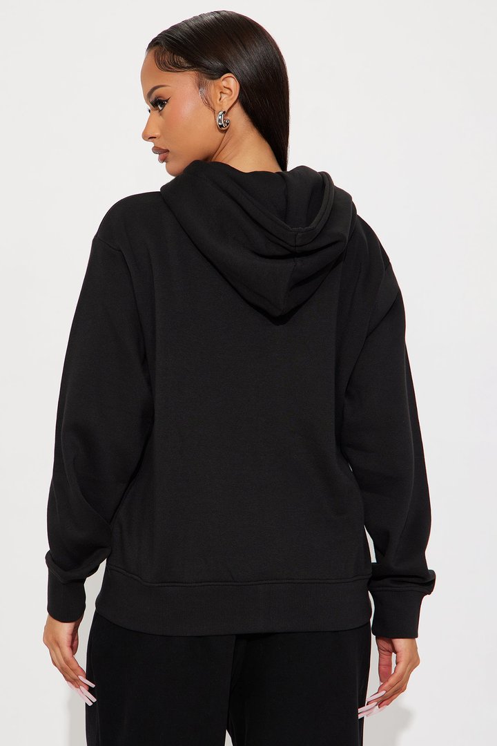 Stole My Ex Boyfriend's Oversized Zip Up Hoodie - Black