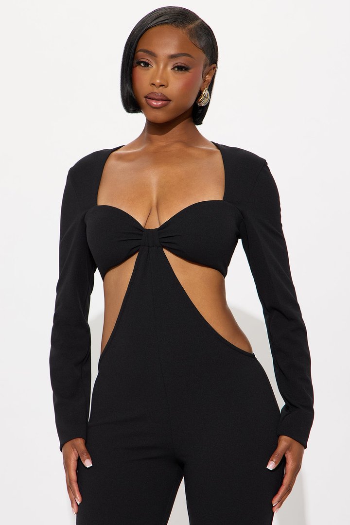 Best Connections Flare Leg Jumpsuit - Black