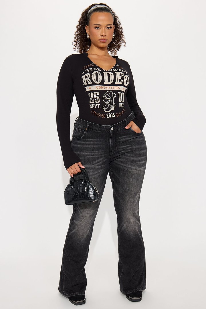 Rodeo Competition Long Sleeve Bodysuit - Black