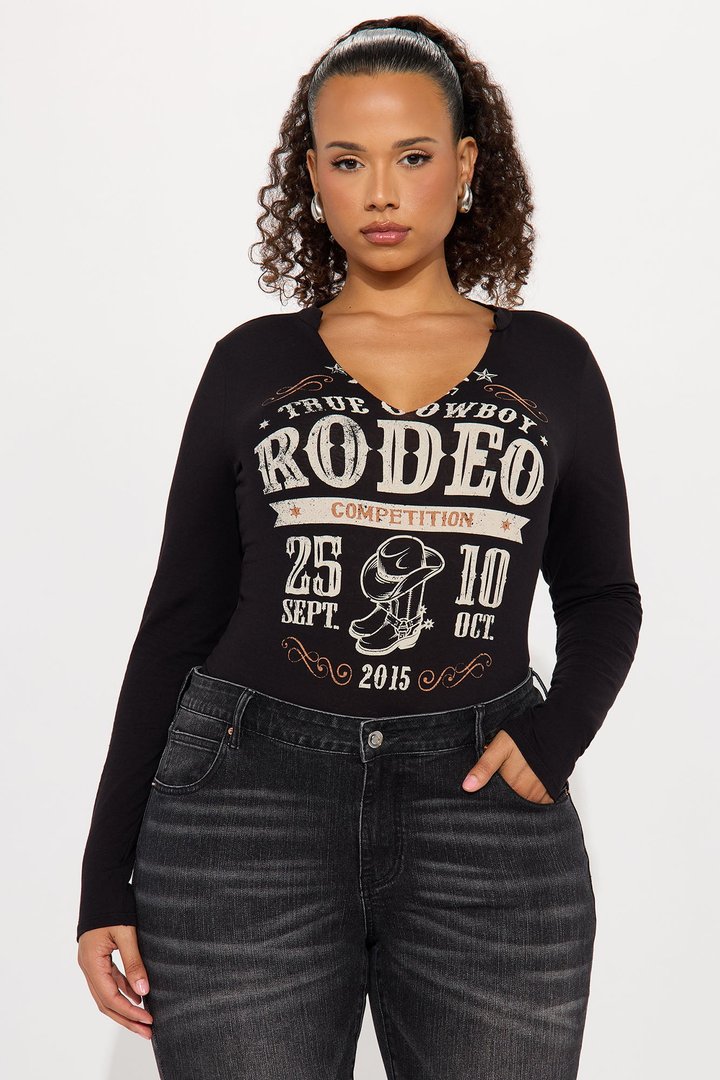 Rodeo Competition Long Sleeve Bodysuit - Black