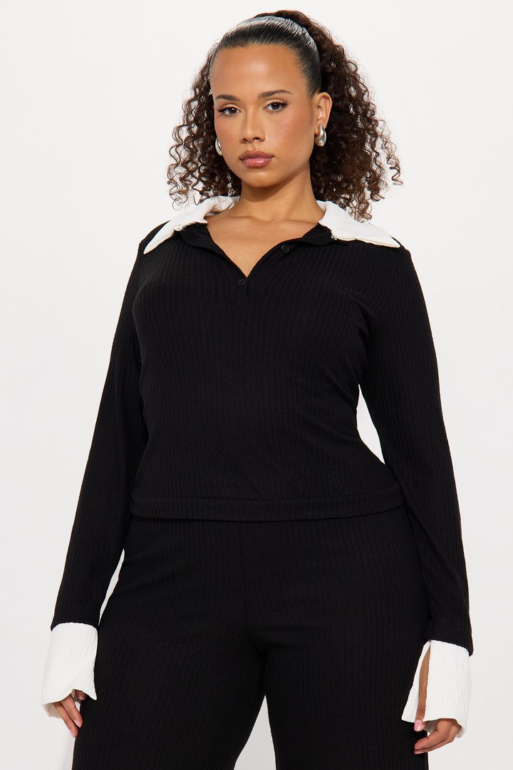Emilia Ribbed Pant Set - Black