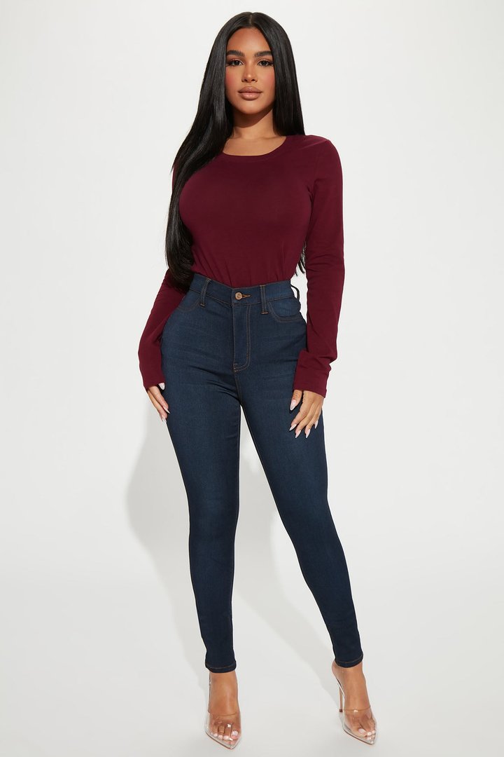 Sabrina Long Sleeve Tee - Burgundy