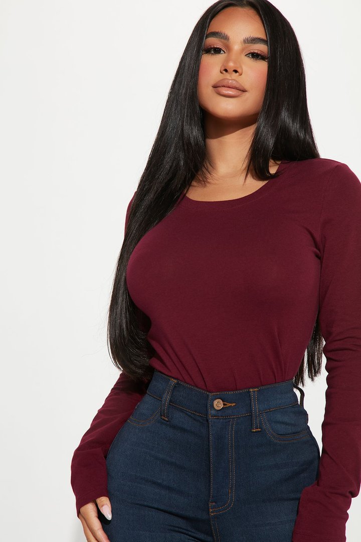 Sabrina Long Sleeve Tee - Burgundy