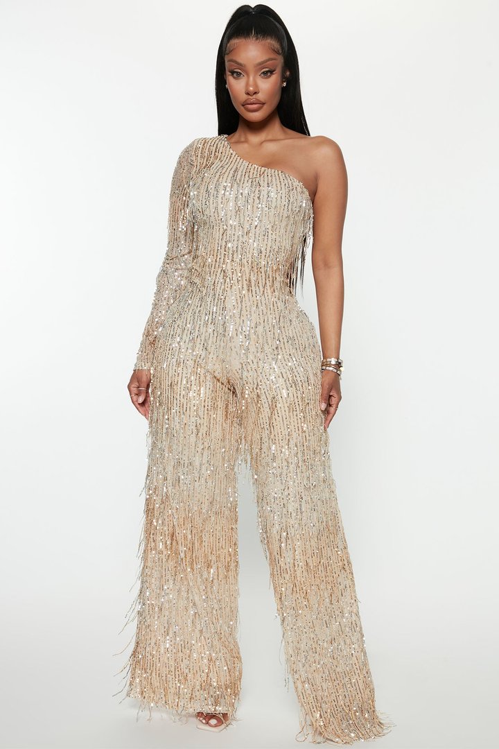 Famous Fringe Jumpsuit - Gold