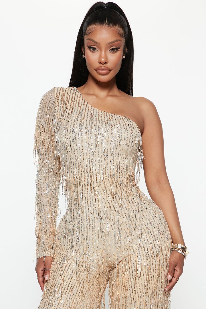 Famous Fringe Jumpsuit - Gold