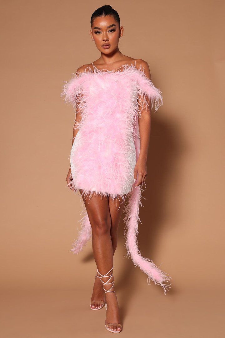 Jamie Feather Sequin Mini Dress - Pink