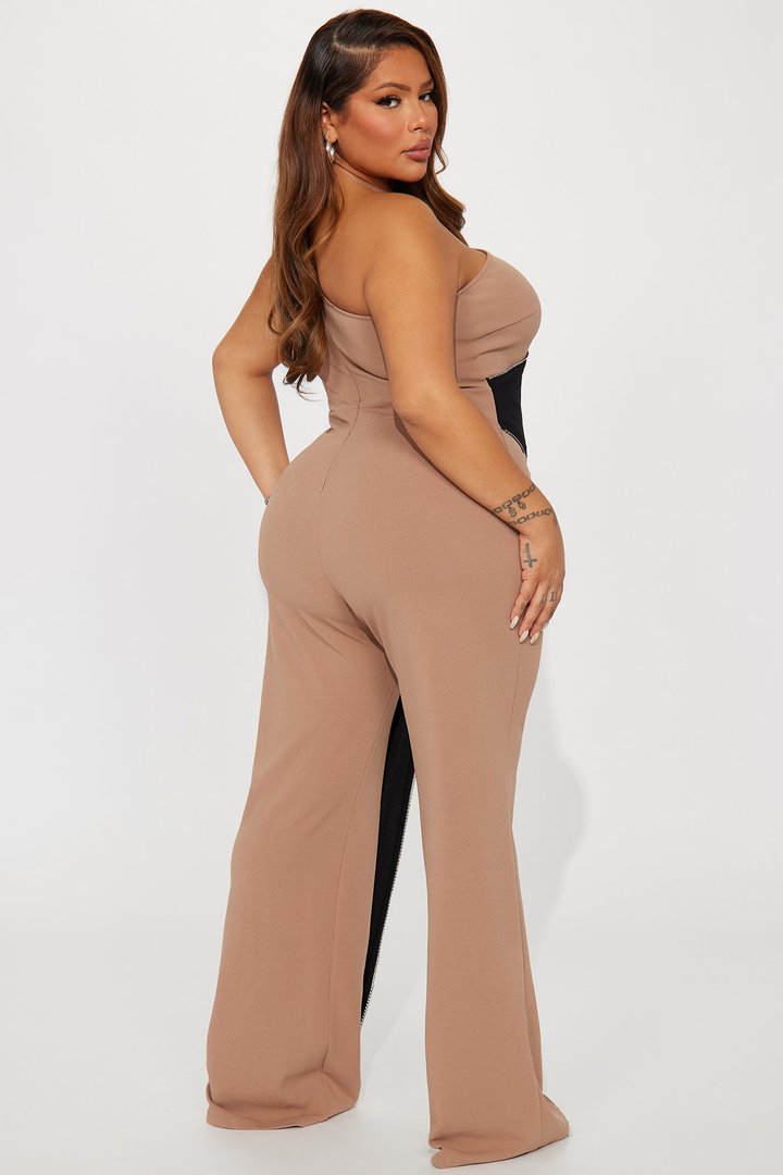 Chase Me Forever Jumpsuit - Mocha/combo