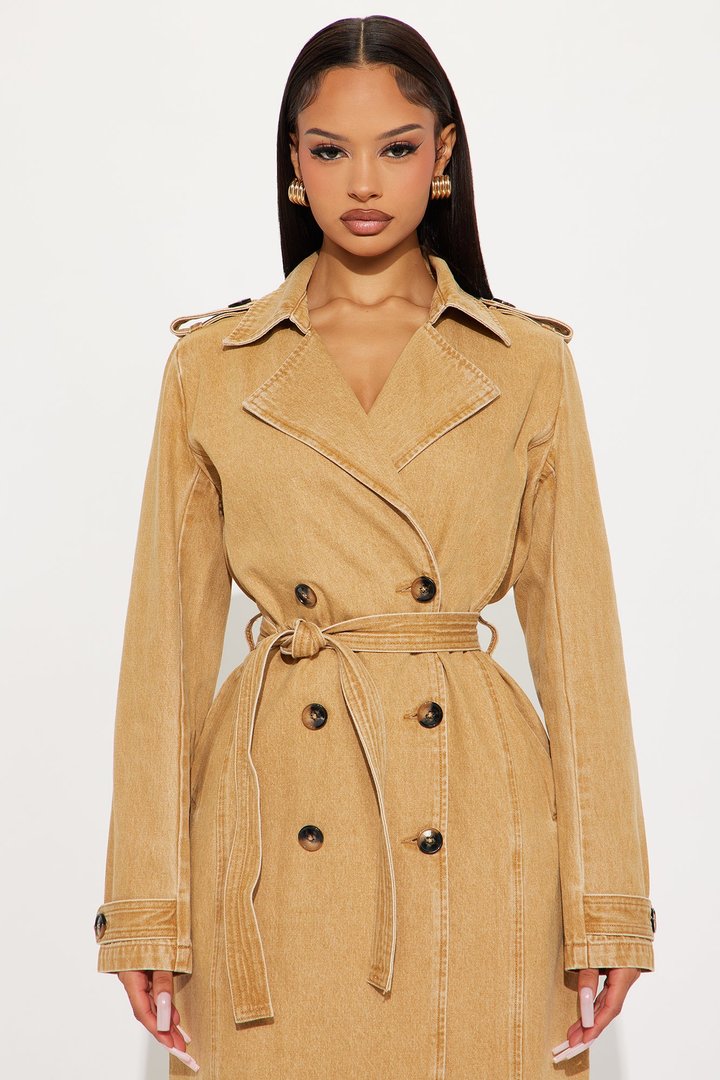 Take You There Denim Trench - Khaki