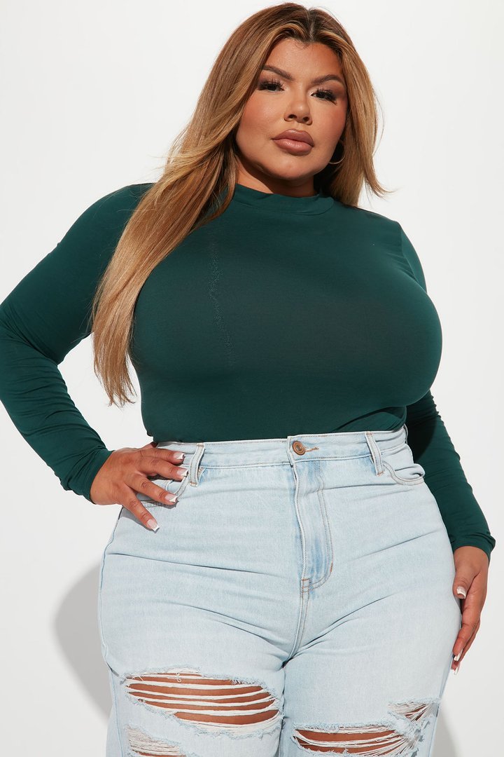 Melanie Mock Neck Bodysuit - Hunter