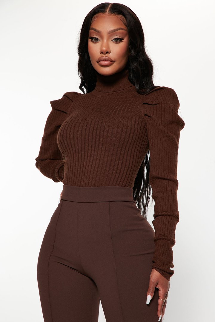 Get On With It Turtleneck Sweater - Chocolate