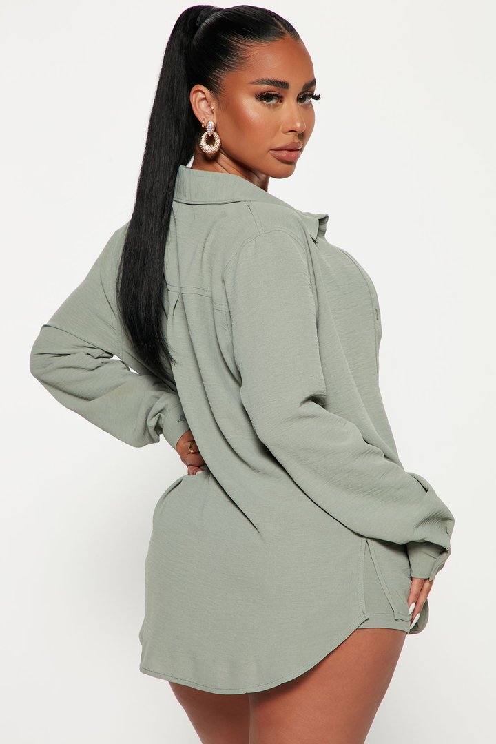 Casual Brunch Short Set - Sage