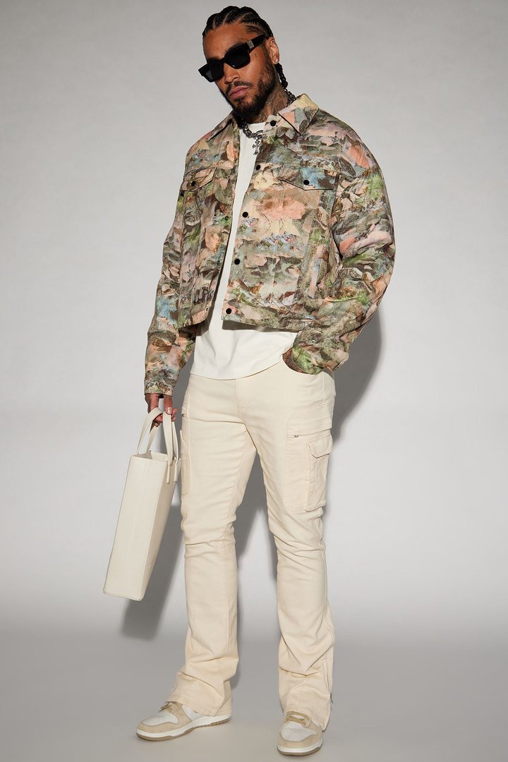 On A Good One Stacked Skinny Flare Jeans - Cream