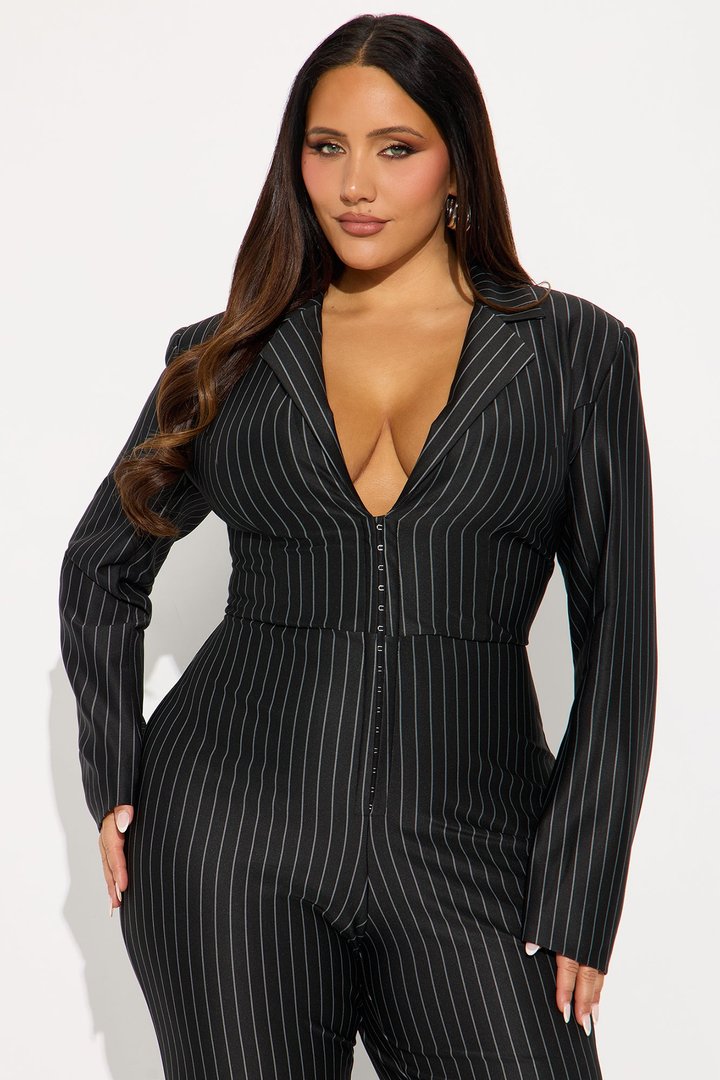 Cydnee Pinstripe Jumpsuit - Black