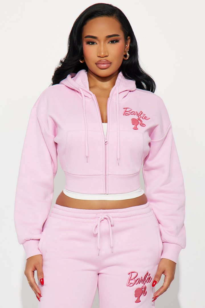 I Feel Fantastic Barbie Fleece Hoodie - Light Pink
