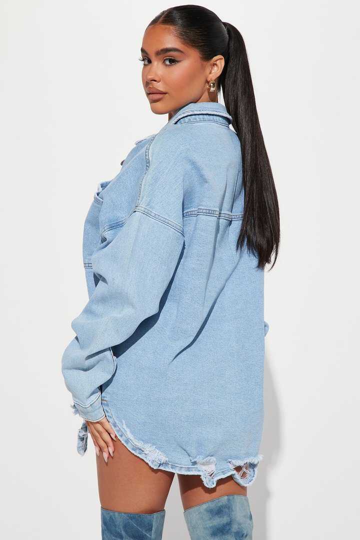 Had Me At Hello Denim Shacket - Light Wash