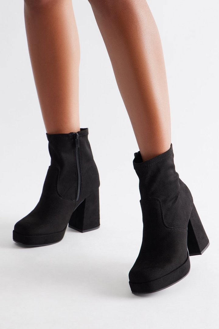 Navy Platform Booties - Black
