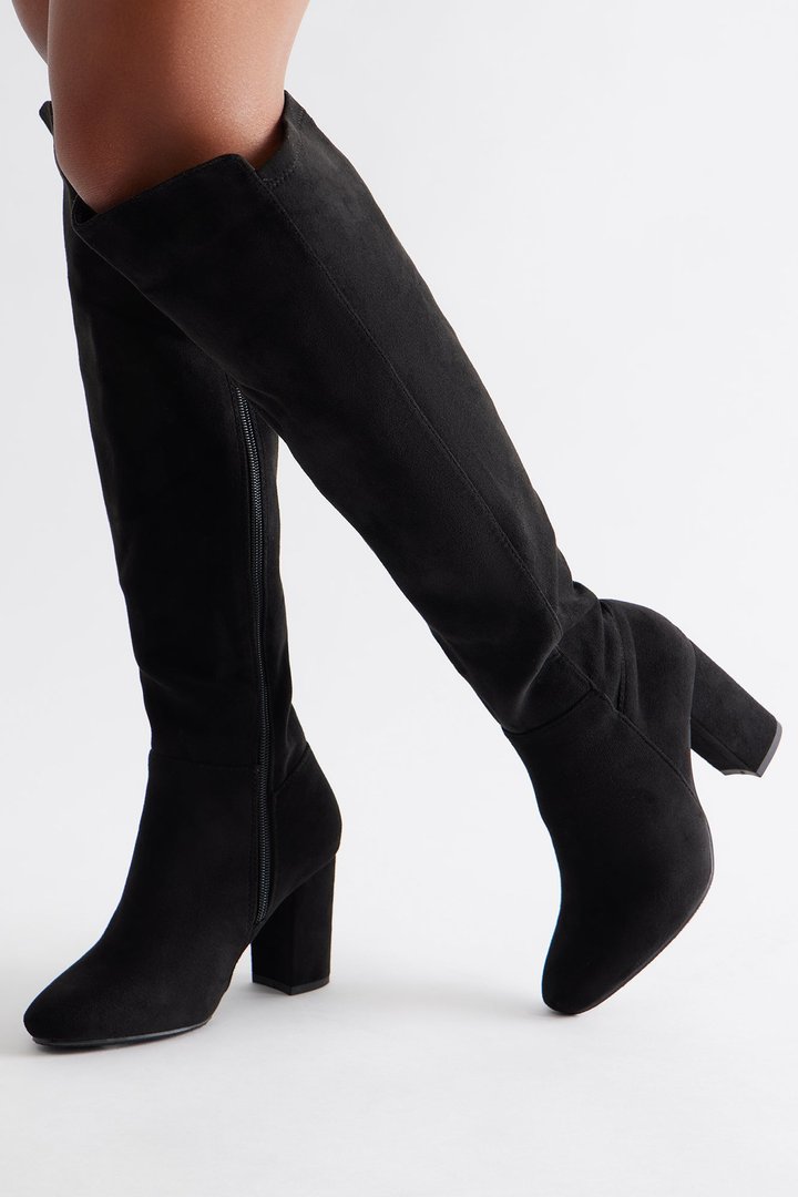 Bridge Faux Suede Boots - Black