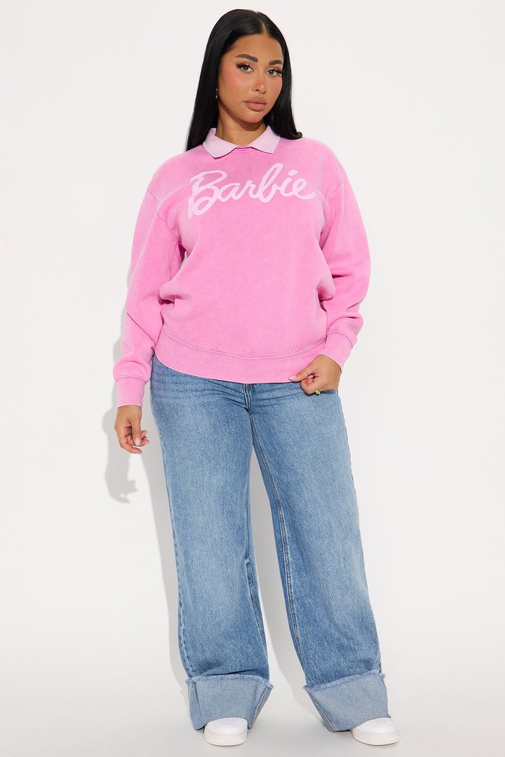 In A Barbie World Washed Sweatshirt - Pink