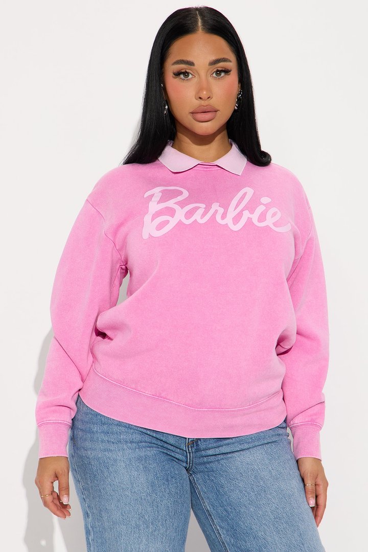 In A Barbie World Washed Sweatshirt - Pink