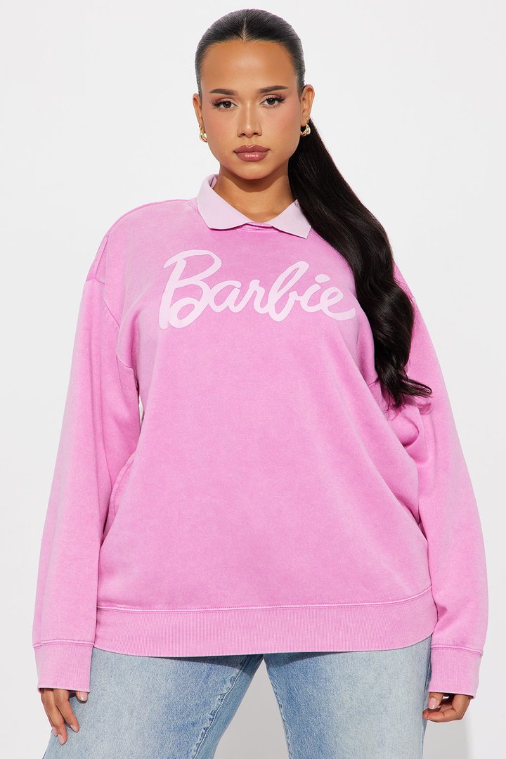 In A Barbie World Washed Sweatshirt - Pink