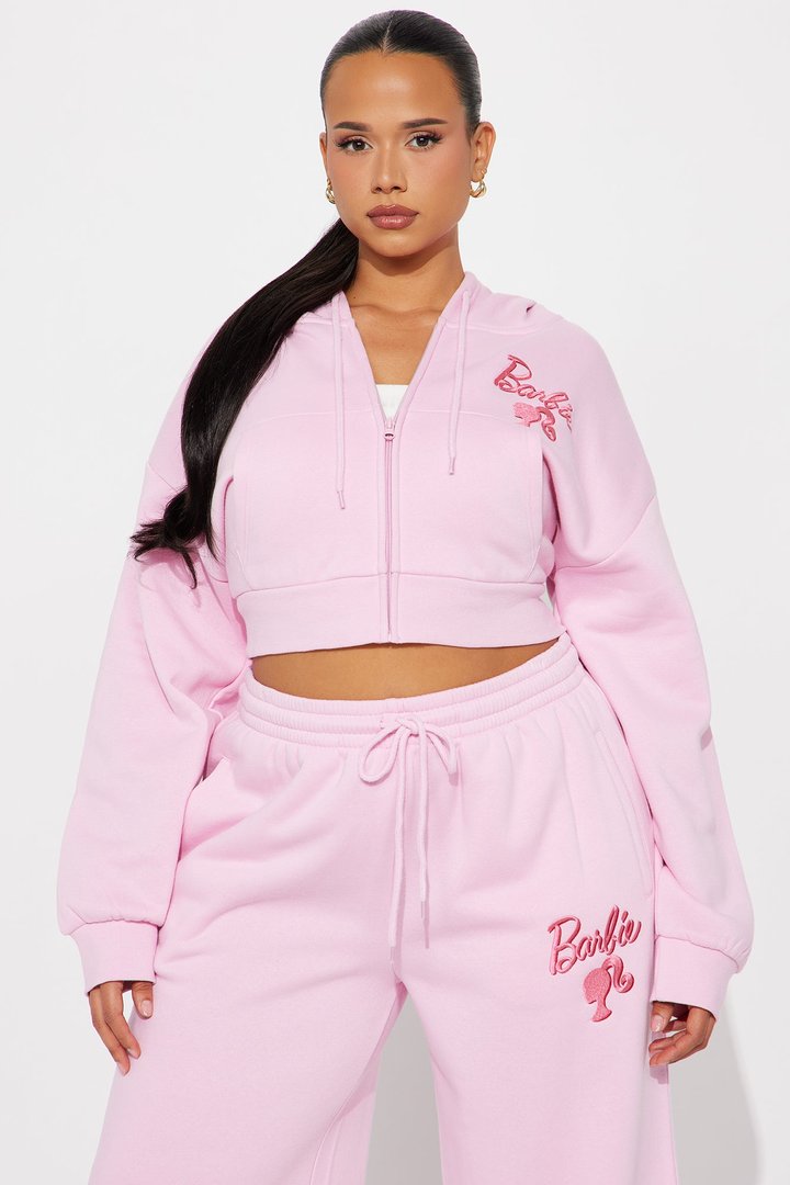 I Feel Fantastic Barbie Fleece Hoodie - Light Pink